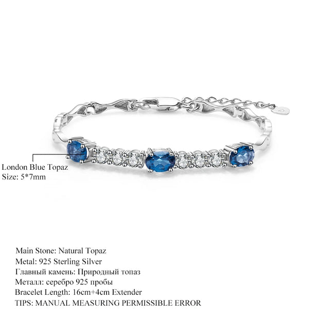 GEM'S BALLET Natural London Blue Topaz  Bracelet 925 Sterling Silver Gemstone Bracelets&bangles For Women Fine Jewelry