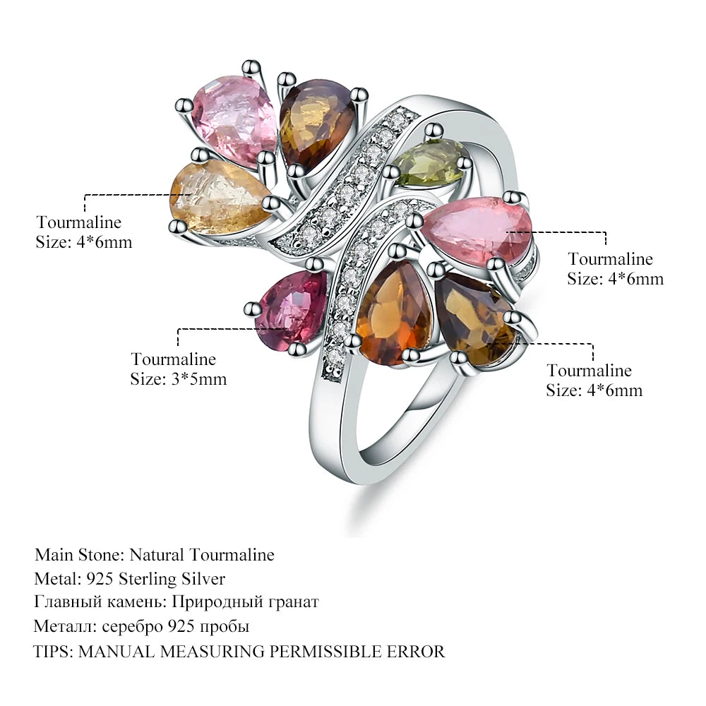 Gem's Ballet Natural Tourmaline 585 14K 10K 18K Gold 925 Silver Ring For Women Flower Wedding Engagement Jewelry Accessorie