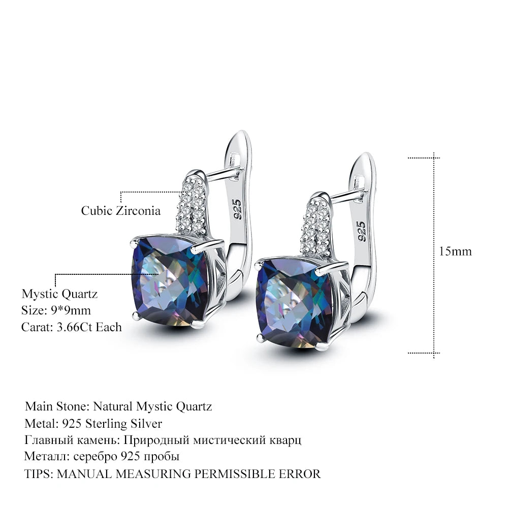 GEM'S BALLET 7.33Ct Natural Blueish Mystic Quartz 925 Sterling Silver Vintge Gemstone Stud Earrings for Women Fine Jewelry