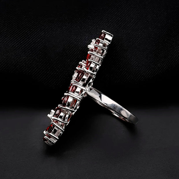 GEM'S BALLET 10.56Ct Natural Red Garnet Gemstone Ring – Bold & Elegant