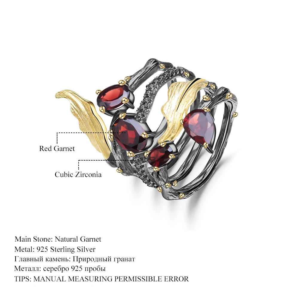 GEM'S BALLET 2.75Ct Natural Red Garnet Vintage Gothic Ring