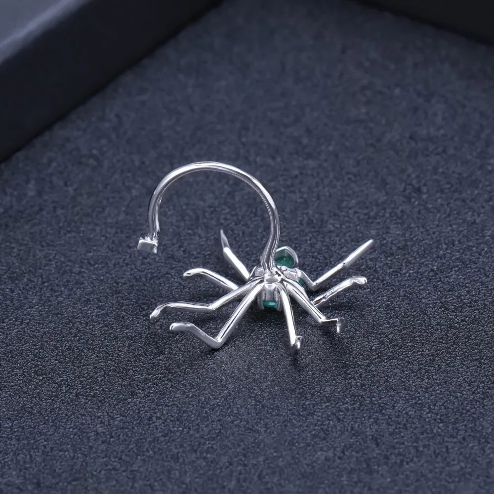 GEM'S BALLET Green Agate Spider Ring