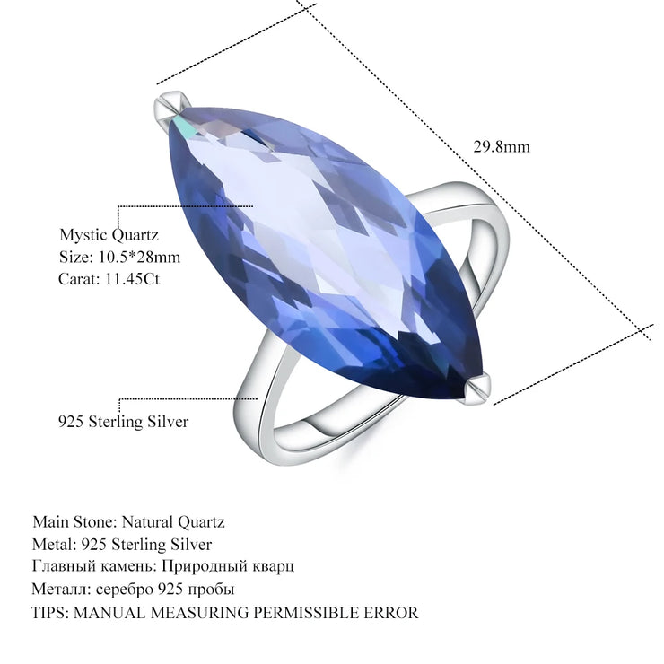 GEM'S BALLET 11.45Ct Marquise Iolite Mystic Quartz Ring