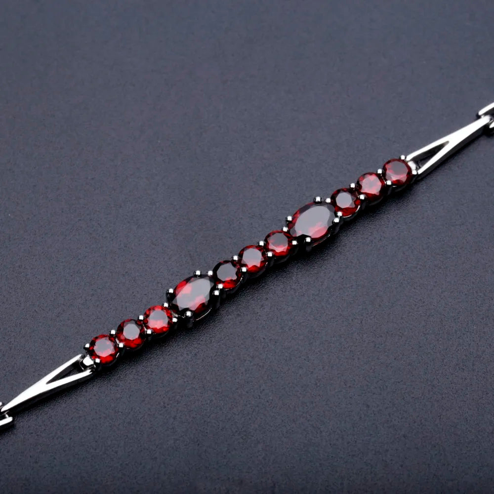 GEM'S BALLET 5.32Ct Natural Red Garnet Tennis Bracelet Genuine 925 Sterling Silver Bracelets&bangles Women Fashion Fine Jewelry