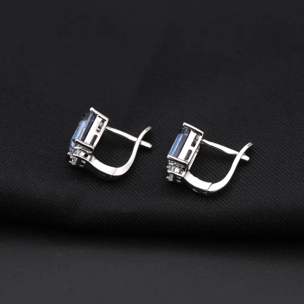 GEM'S BALLET Natural Iolite Blue Mystic Quartz Gemstone Earrings Ring Set Pure 925 Sterling Silver Fine Jewelry Sets For Women