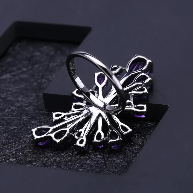 GEM'S BALLET 6.18Ct Amethyst Sterling Silver Ring – Vintage Gothic Elegance