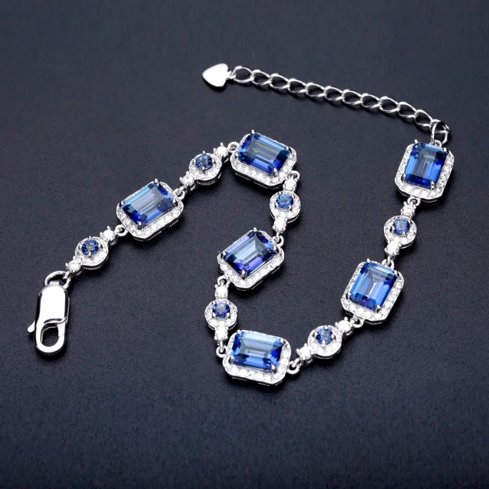 GEM'S BALLET Natural Iolite Blue Mystic Bracelet 925 Sterling Silver Gemstone Bracelets & Bangles For Women Wedding Fine Jewelry