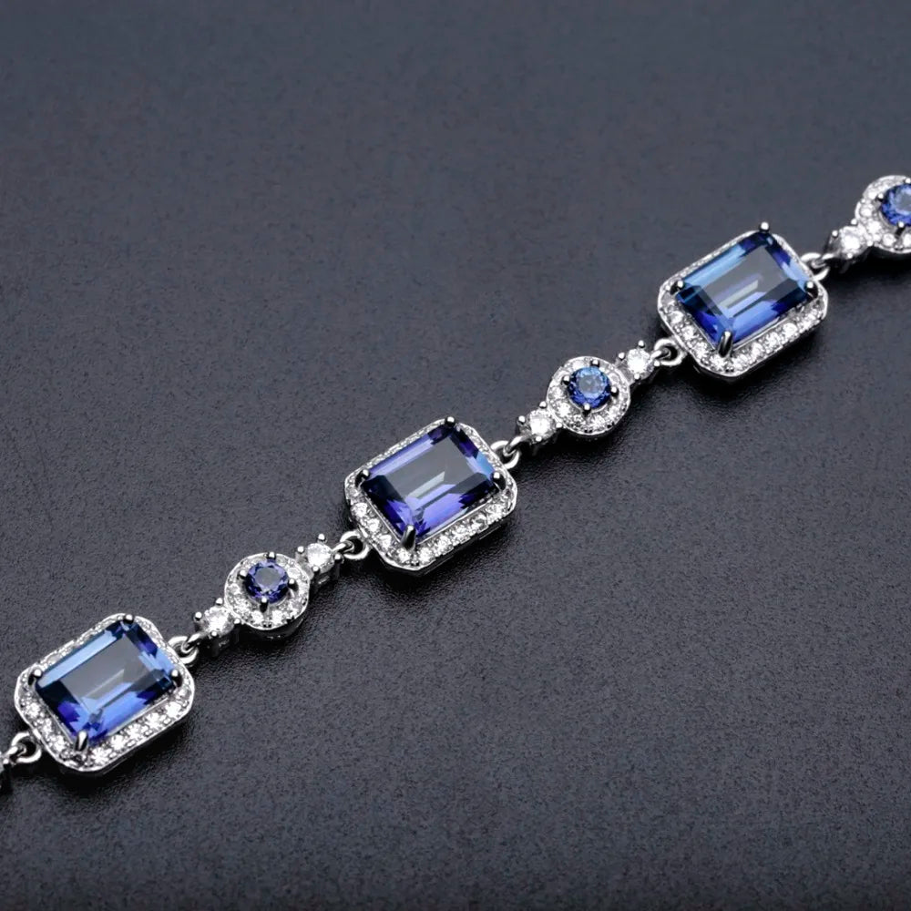 GEM'S BALLET Natural Iolite Blue Mystic Bracelet 925 Sterling Silver Gemstone Bracelets & Bangles For Women Wedding Fine Jewelry