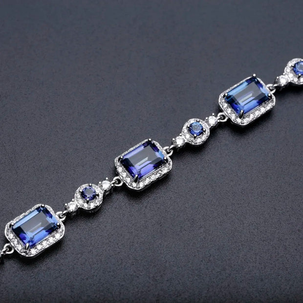 GEM'S BALLET Natural Iolite Blue Mystic Bracelet 925 Sterling Silver Gemstone Bracelets & Bangles For Women Wedding Fine Jewelry