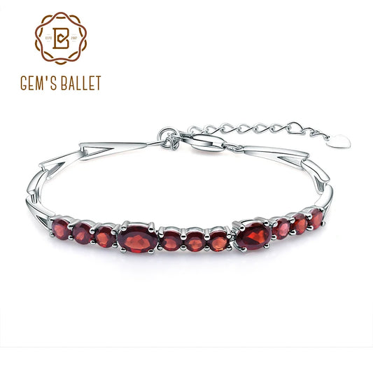 GEM'S BALLET 5.32Ct Natural Red Garnet Tennis Bracelet – Classic Elegance