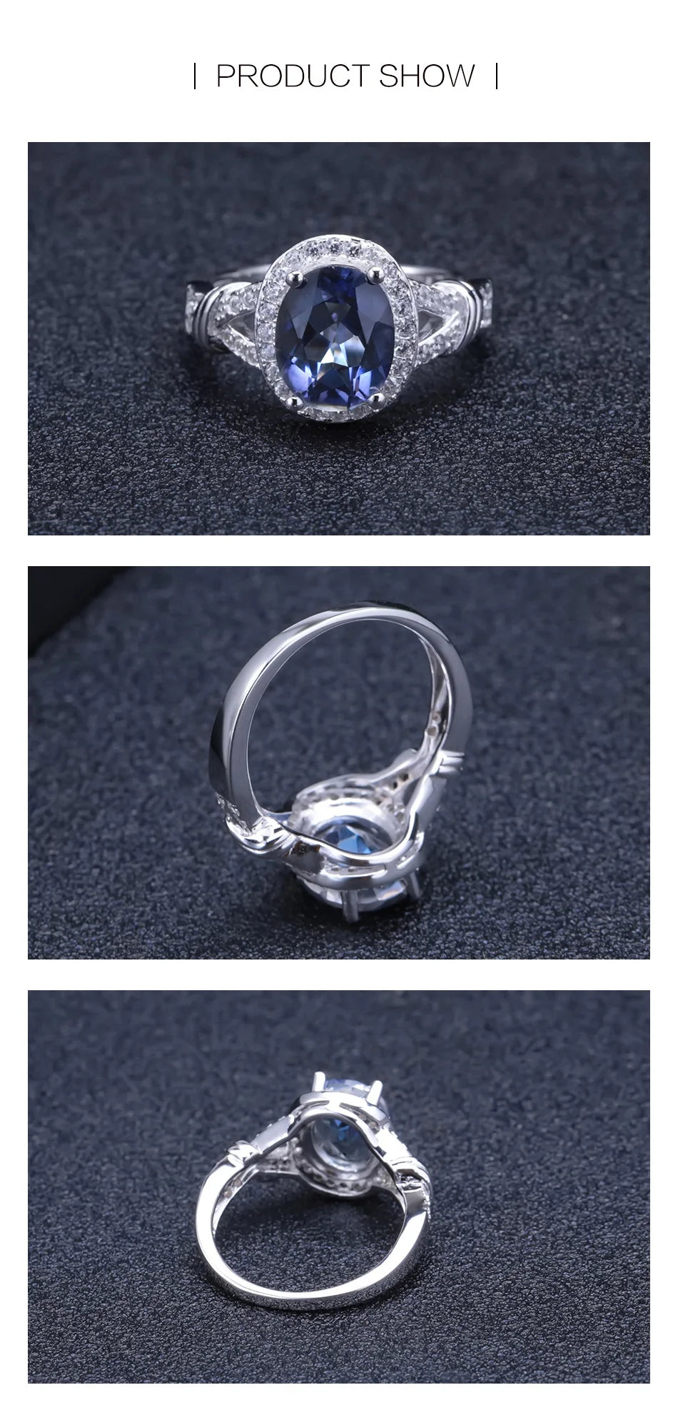 GEM'S BALLET Iolite Blue Mystic Quartz Ring – Elegant & Unique