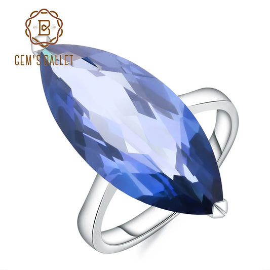 GEM'S BALLET 11.45Ct Marquise Iolite Mystic Quartz Ring