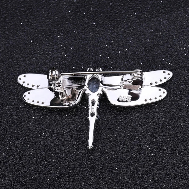 GEM'S BALLET 1.41Ct Natural Sky Blue Topaz Brooch 925 Sterling Sliver Handmade Design Dragonfly Brooches For Women Fine Jewelry