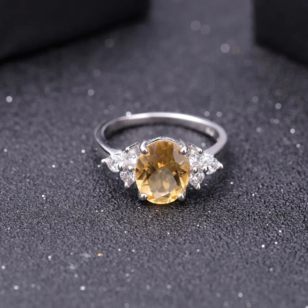 GEM'S BALLET 2.60Ct Natural Citrine Ring – Classic Elegance in Sterling Silver