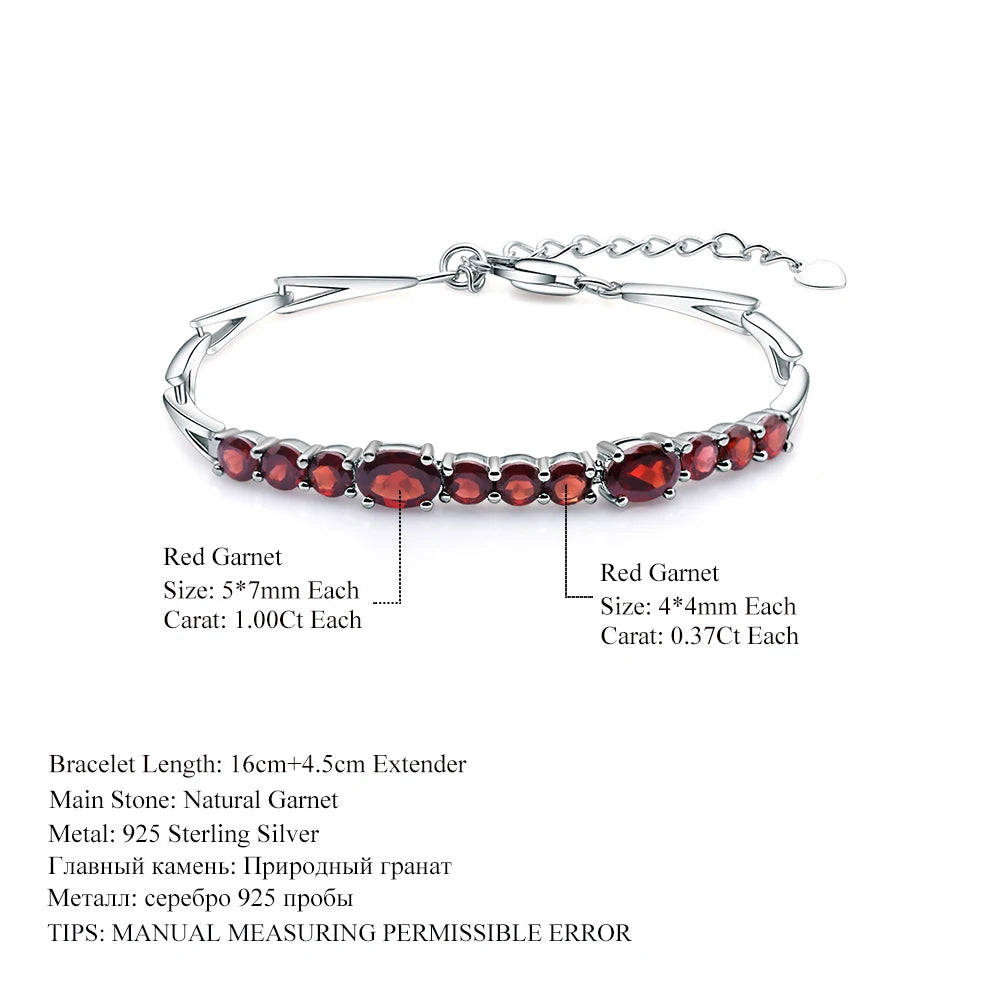 GEM'S BALLET 5.32Ct Natural Red Garnet Tennis Bracelet – Classic Elegance