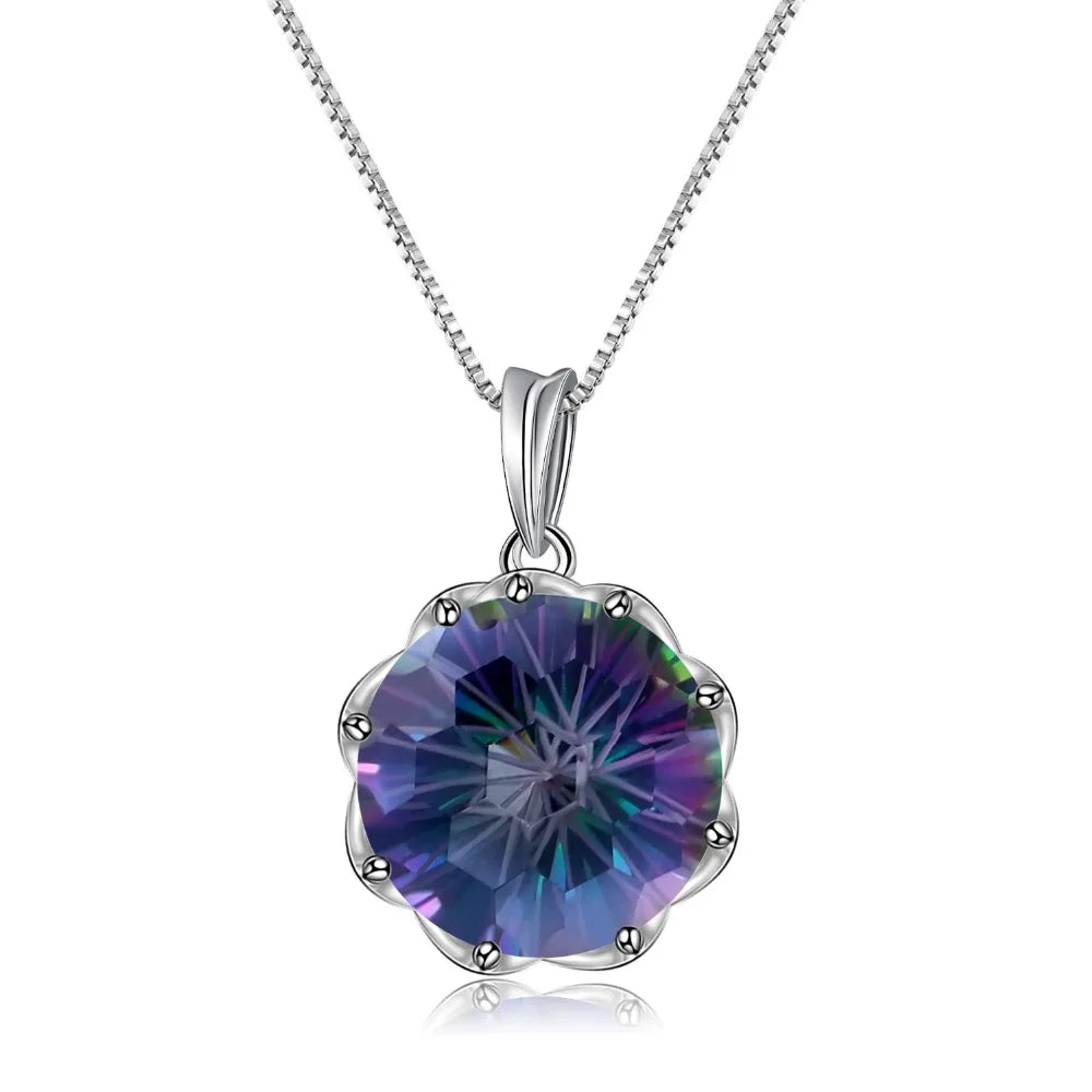 GEM'S BALLET Classic 9.64Ct Natural Rainbow Mystic Quartz Gemstone Pendant Necklace For Women 925 Sterling Silver Fine Jewelry