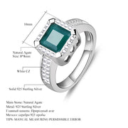 GEM'S BALLET Art Deco Onyx Ring with 2.2Ct Natural Green Agate – Vintage Elegance