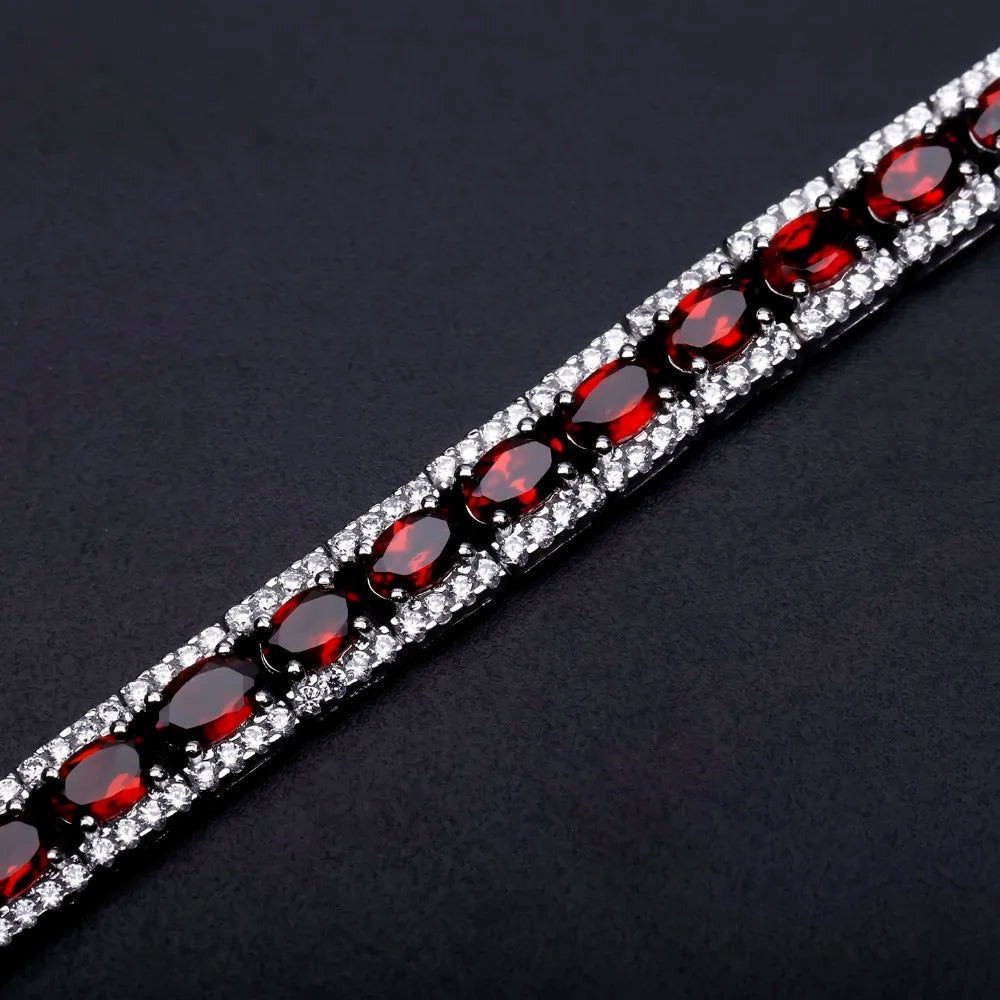 Gem's Ballet 925 Sterling Silver Bracelet 16.80Ct Natural Red Garnet Gemstone Bracelets & Bangles For Women Wedding Fine Jewelry