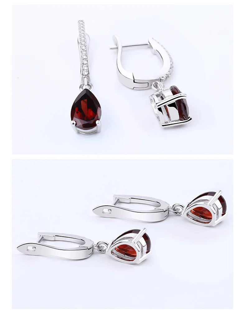 Gem's Ballet 4.31Ct Natural Red Garnet Drop Earrings Solid 925 Sterling Silver Fine Jewelry For Women Gemstone Earrings