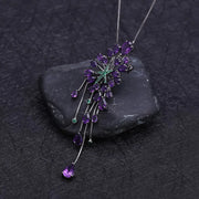 GEM'S BALLET 8.88Ct Natural Amethyst Vintage Gothic Punk 925 Sterling Sliver Gemstone Pendant Necklace For Women Party Jewelry