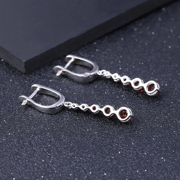 GEM'S BALLET 2.67Ct Natural Red Garnet Gemstone Drop Earrings Genuine Pure 925 Sterling Silver Earrings Fine Jewelry For Women