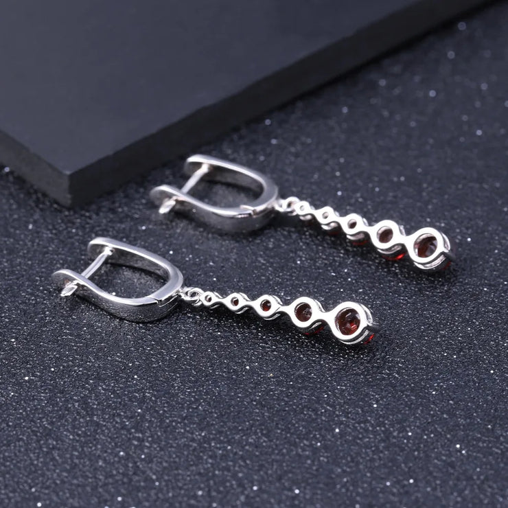 GEM'S BALLET 2.67Ct Natural Red Garnet Gemstone Drop Earrings Genuine Pure 925 Sterling Silver Earrings Fine Jewelry For Women