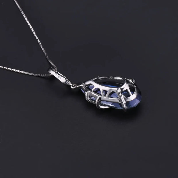 GEM'S BALLET 17.8Ct Natural Iolite Blue Mystic Quartz 925 Sterling Silver Vintage Necklaces & Pendants For Women Fine Jewelry