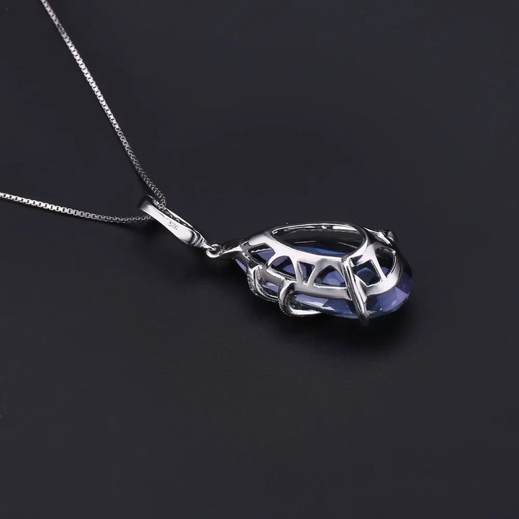 GEM'S BALLET 17.8Ct Natural Iolite Blue Mystic Quartz 925 Sterling Silver Vintage Necklaces & Pendants For Women Fine Jewelry