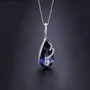 GEM'S BALLET 17.8Ct Natural Iolite Blue Mystic Quartz 925 Sterling Silver Vintage Necklaces & Pendants For Women Fine Jewelry