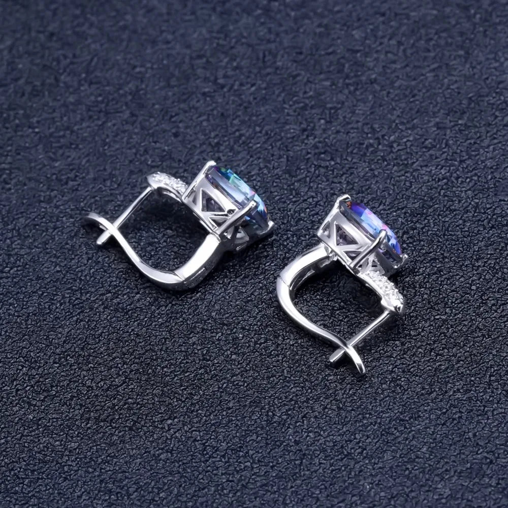 GEM'S BALLET 7.33Ct Natural Blueish Mystic Quartz 925 Sterling Silver Vintge Gemstone Stud Earrings for Women Fine Jewelry