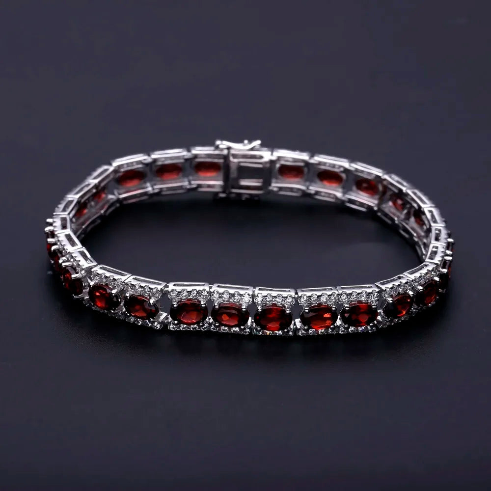 Gem's Ballet 925 Sterling Silver Bracelet 16.80Ct Natural Red Garnet Gemstone Bracelets & Bangles For Women Wedding Fine Jewelry