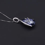 GEM'S BALLET 17.8Ct Natural Iolite Blue Mystic Quartz 925 Sterling Silver Vintage Necklaces & Pendants For Women Fine Jewelry