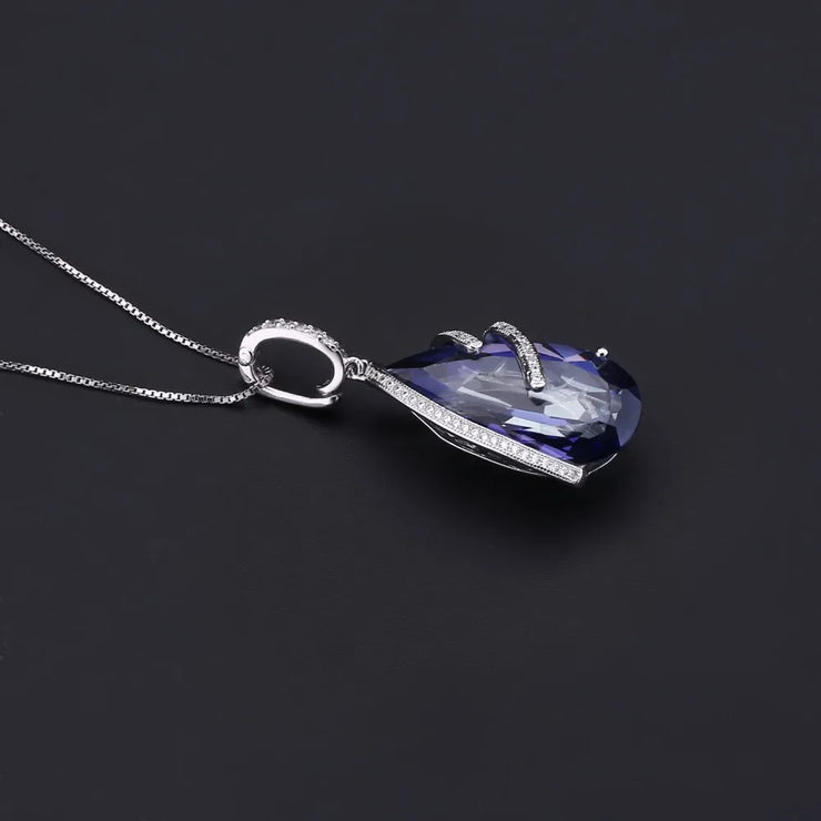 GEM'S BALLET 17.8Ct Natural Iolite Blue Mystic Quartz 925 Sterling Silver Vintage Necklaces & Pendants For Women Fine Jewelry