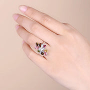 Gem's Ballet Natural Tourmaline 585 14K 10K 18K Gold 925 Silver Ring For Women Flower Wedding Engagement Jewelry Accessorie