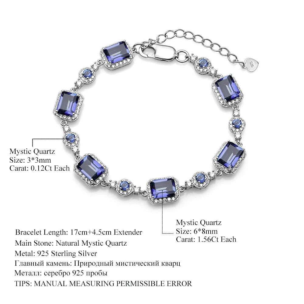 GEM'S BALLET Natural Iolite Blue Mystic Bracelet 925 Sterling Silver Gemstone Bracelets & Bangles For Women Wedding Fine Jewelry