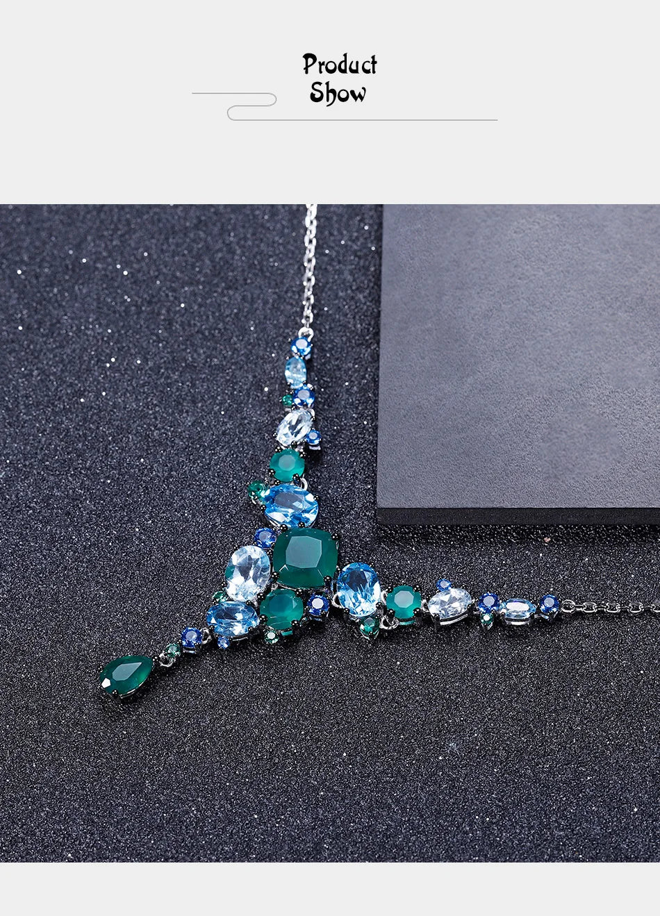 Gem's Ballet 925 Sterling Silver Green Agate Necklace – Timeless Beauty