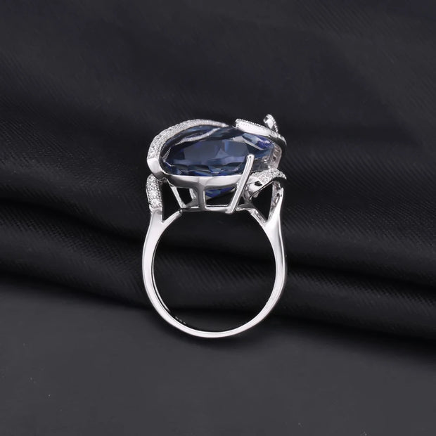 GEM'S BALLET 17.8Ct Natural Iolite Blue Mystic Quartz Gemstone Ring – A Stunning Cocktail Piece