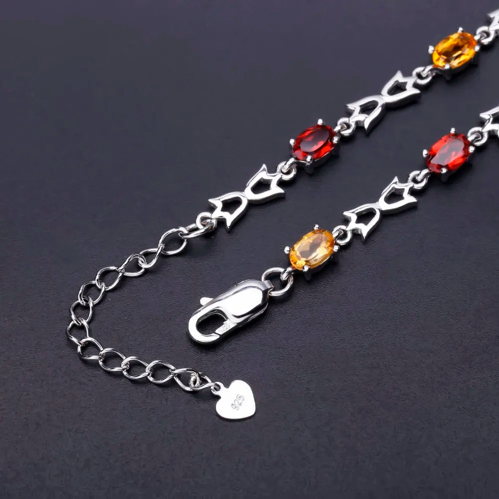 Gem's Ballet 925 Sterling Silver Gemstone Bracelet Natural Citrine Garnet SmokyQuartz Bracelets & Bangles For Women Fine Jewelry