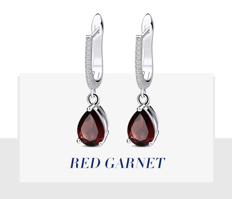 Gem's Ballet 4.31Ct Natural Red Garnet Drop Earrings Solid 925 Sterling Silver Fine Jewelry For Women Gemstone Earrings