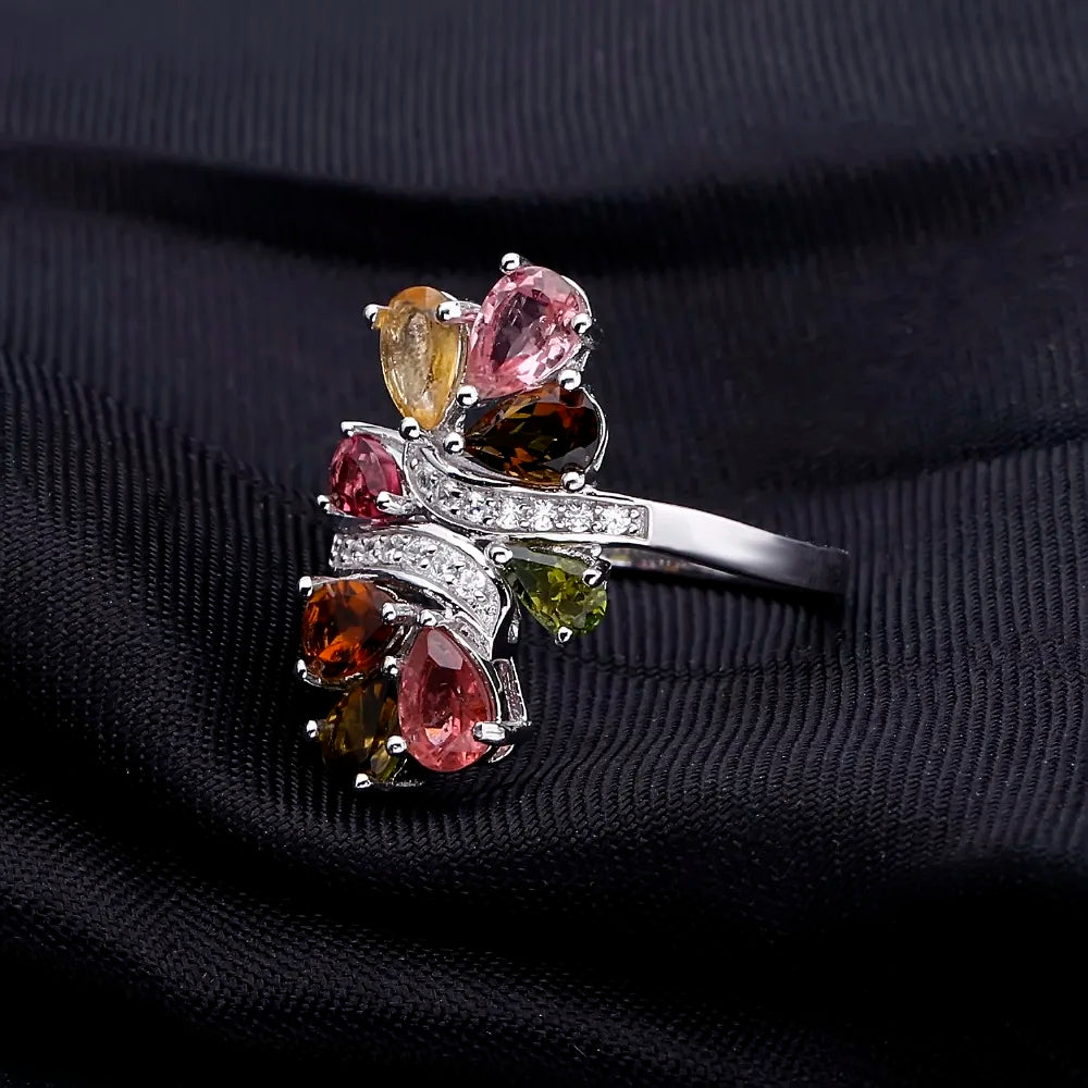 Gem's Ballet Natural Tourmaline 585 14K 10K 18K Gold 925 Silver Ring For Women Flower Wedding Engagement Jewelry Accessorie