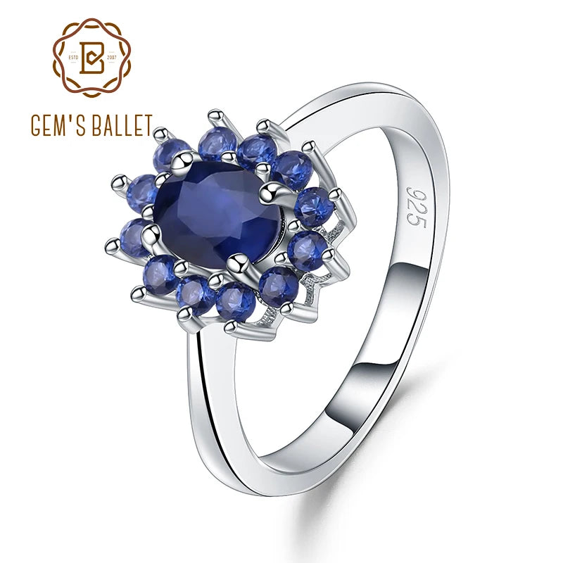 Natural Blue Sapphire 925 Silver Ring Gold