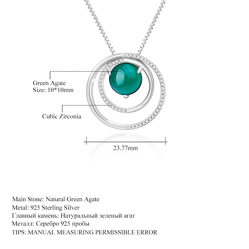 Gem’s Ballet Green Agate Double Circle Pendant – Timeless Elegance