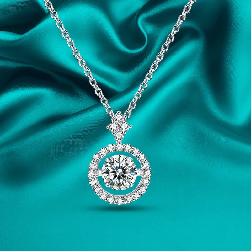 GEM'S BALLET Moissanite Pendant Necklace 925 Sterling Silver Jewelry for Women Diamond with Twinkle Setting