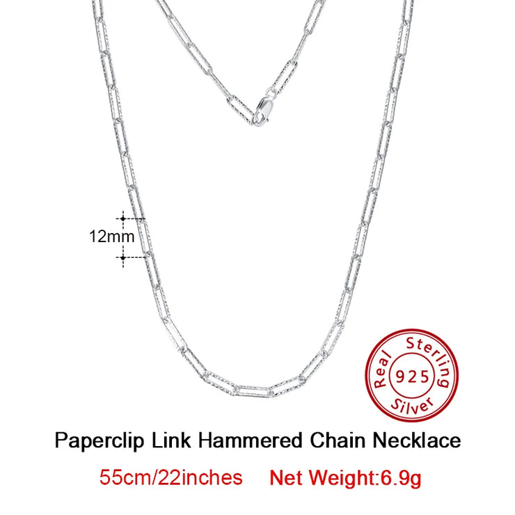 ORSA JEWELS 14K Gold Plated Genuine 925 Sterling Silver Paperclip Neck Chain 6/9.3/12mm Link Necklace for Women Men Jewelry SC39