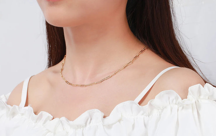ORSA JEWELS 14K Gold Plated Genuine 925 Sterling Silver Paperclip Neck Chain 6/9.3/12mm Link Necklace for Women Men Jewelry SC39