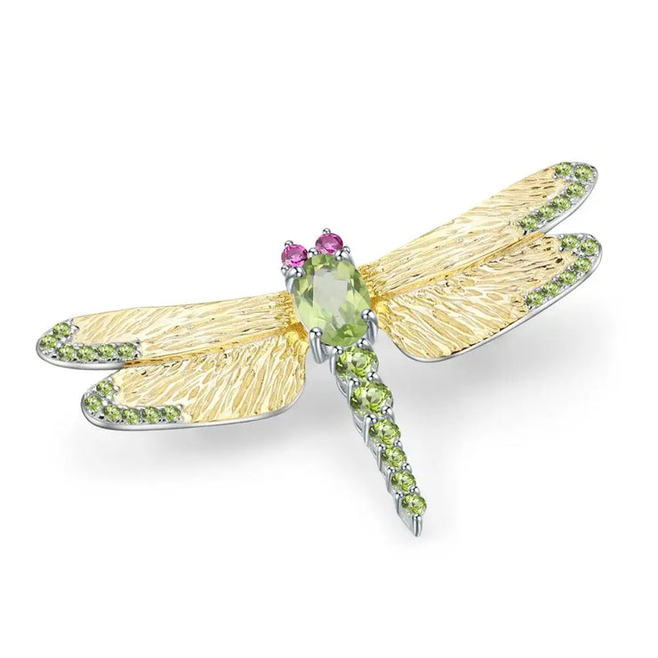GEM'S BALLET 1.41Ct Natural Sky Blue Topaz Brooch 925 Sterling Sliver Handmade Design Dragonfly Brooches For Women Fine Jewelry