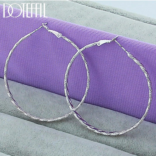 DOTEFFIL 925 Sterling Silver 50mm Hoop Earrings – Elegant & Bold