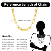 ORSA JEWELS 14K Gold Plated Genuine 925 Sterling Silver Paperclip Neck Chain 6/9.3/12mm Link Necklace for Women Men Jewelry SC39