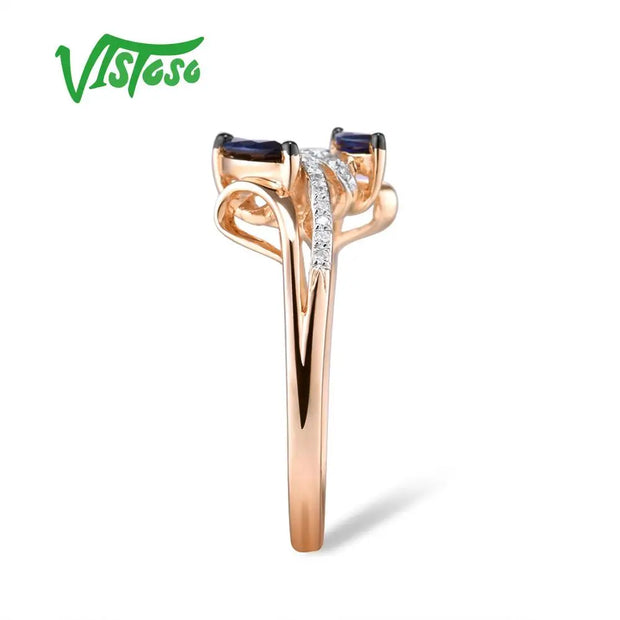 VISTOSO 14K Rose Gold Blue Sapphire & Diamond Ring