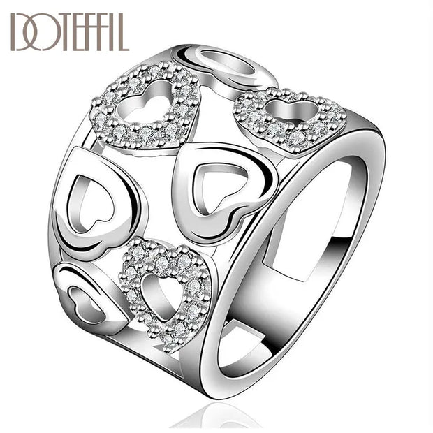DOTEFFIL 925 Sterling Silver Heart Zircon Ring – Timeless Elegance